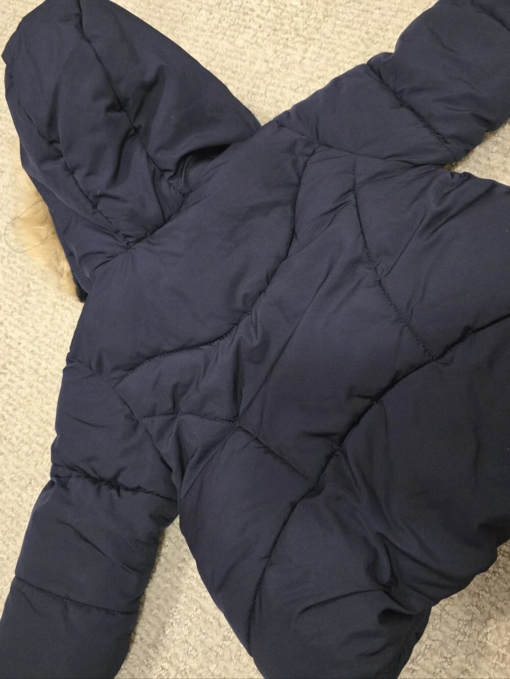 Zara Kids Navy Puffer Jacket with Faux Fur Hood